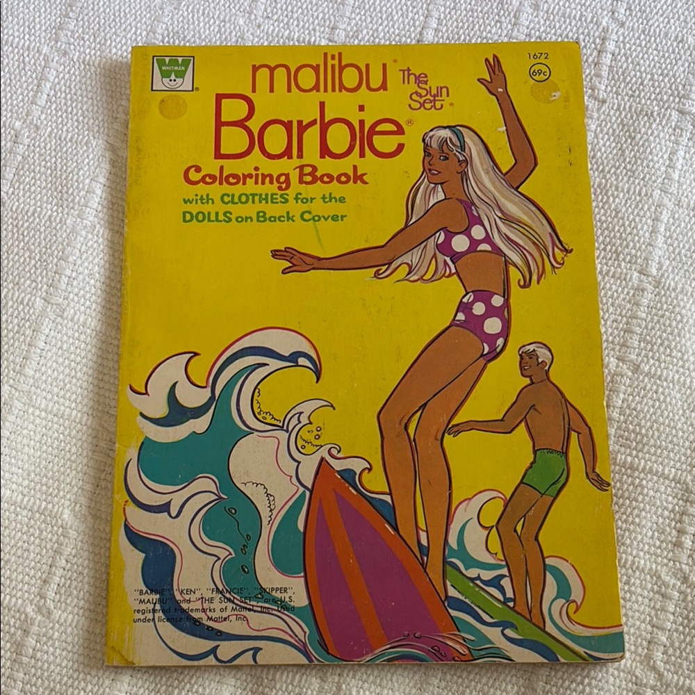 VINTAGE 1973 MATTEL MALIBU BARBIE SUN SET COLORING BOOK WHITMAN